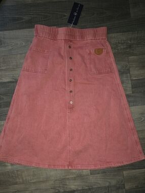 Girls Size 16 New Coral Button-Front A-Line Skirt